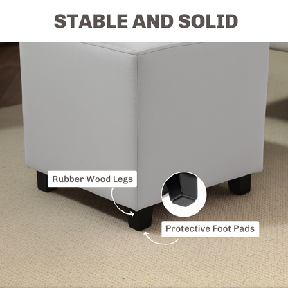 Aurora Square Footstool Small Ottoman with Wood Legs for Bedroom