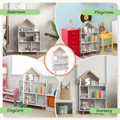 Bellaplay 3 Tier Toy Storage Shelf with 6 Cubby for Playroom, Bedroom, White