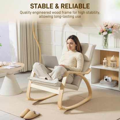 Aurora Comfortable Relax Rocking Chair with High Back, Cream White