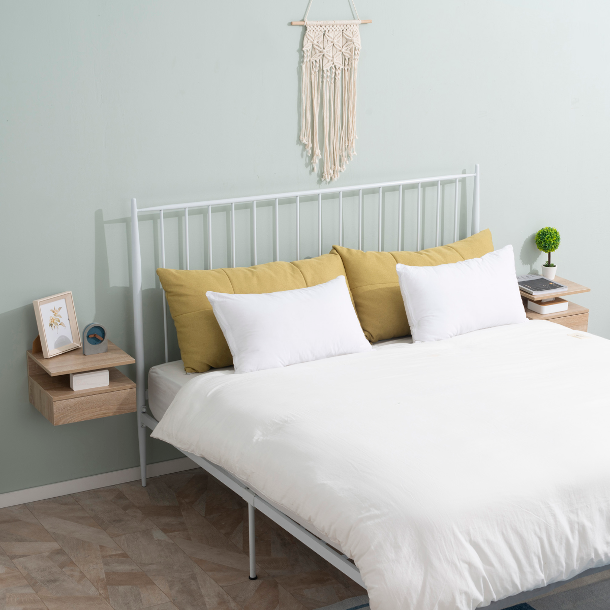 Aurora Nightstand Set of 2, Wall Mounted Bedside Cabinet