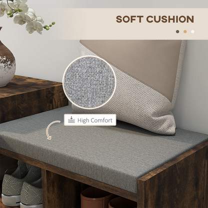 Aurora Upholstered Entryway Shoe Bench with Storage Drawer Distressed