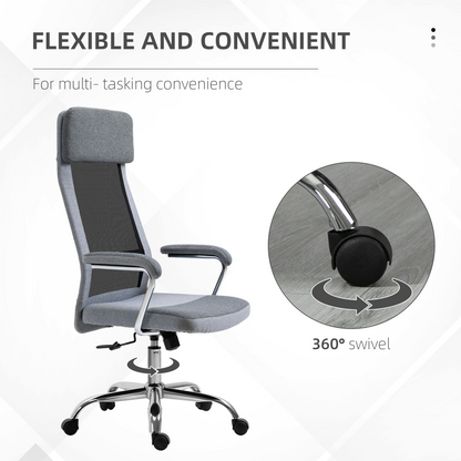 Office Chair Mesh High Back Swivel Task Home Desk Chair w/ Arm, Grey  Luna