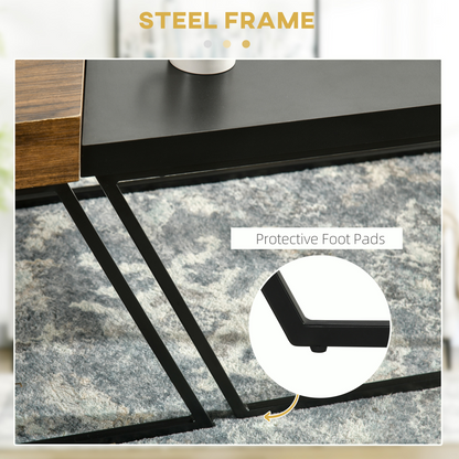 Aurora Coffee Table Set of 2, Coffee Tables with Steel Frame for Living Room