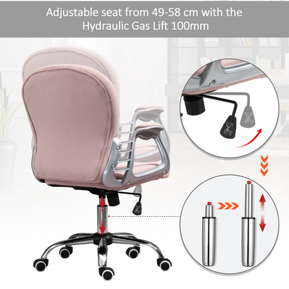 Luna Office Chair PU Diamante Padded Ergonomic 360° Swivel