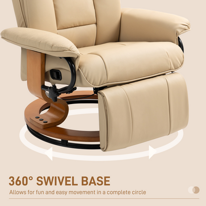 Aurora PU Leather Reclining Armchair with Footrest for Living Room