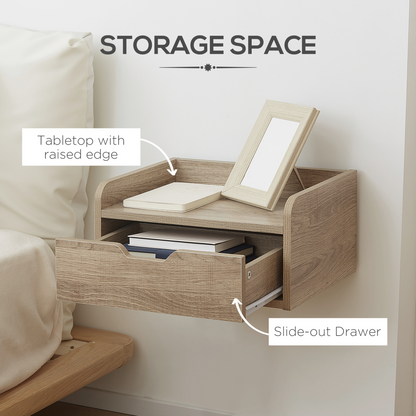 Aurora Floating Nightstand Set of 2, Nightstand with Drawer