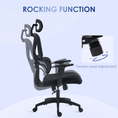 Luna Mesh Office Chair Swivel Desk Chair w/ Adjustable Height Headrest Black