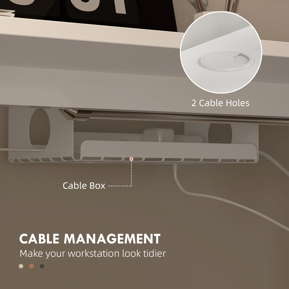 Luna Adjustable Desk, Electric Standing Desk for Home Office, White
