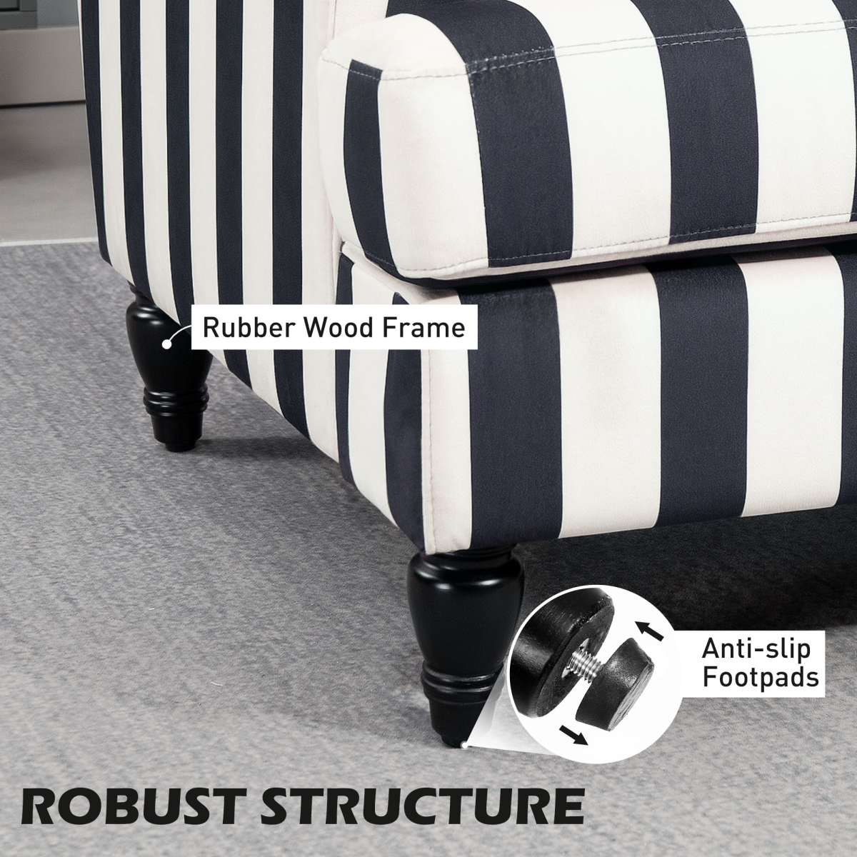 Aurora Accent Chair with Stripe, Armchair for Living Room