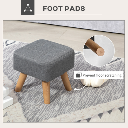 Aurora Modern Footstool, Fabric Foot Rest with Rubber Wood Legs