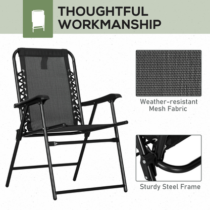 Esterno 2Pcs Outdoor Patio Folding Chairs, Portable Garden Loungers Black