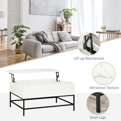 Aurora Lift Top Coffee Table W/ Hidden Storage Compartment, White