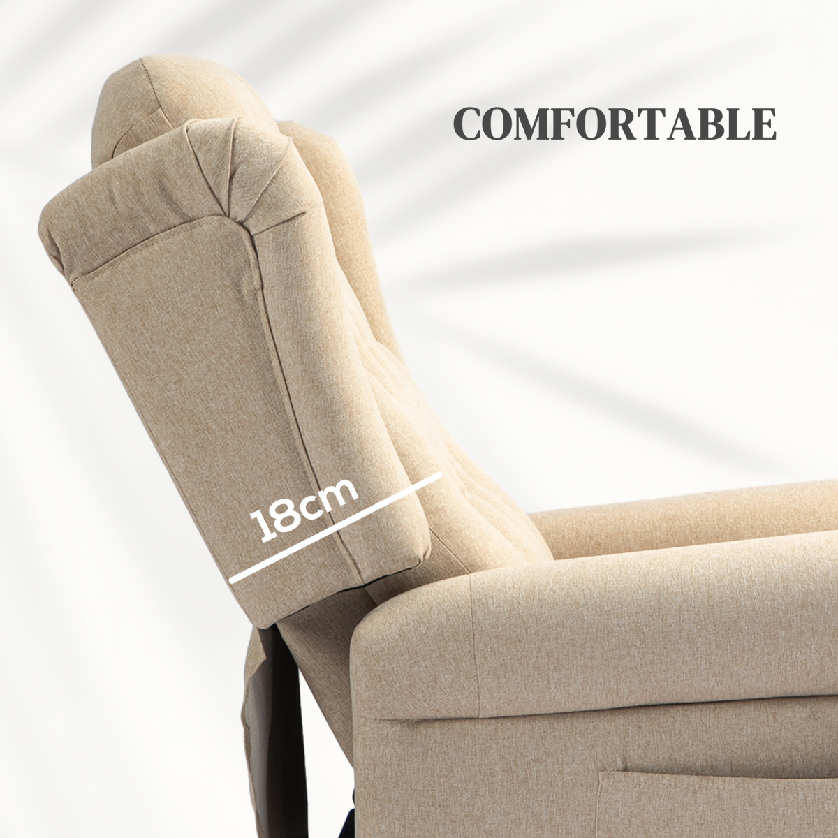 Aurora Power Lift Recliner Armchair with Wingback, Button Tufted, Beige