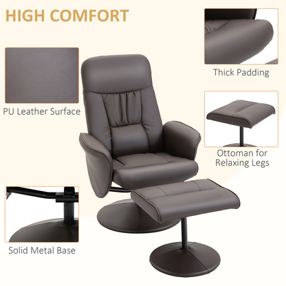Aurora PU Leather Armchair and Footrest Swivel Recliner w/ Ottoman