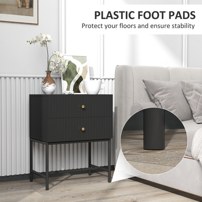 Aurora Modern Bedside Table with 2 Drawers for Bedroom