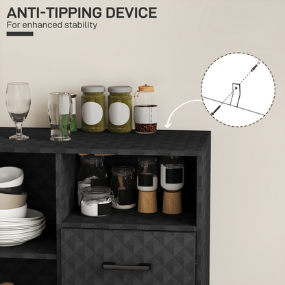 Aurora Cupboard with Adjustable Shelf, Open Compartment, 2 Drawers