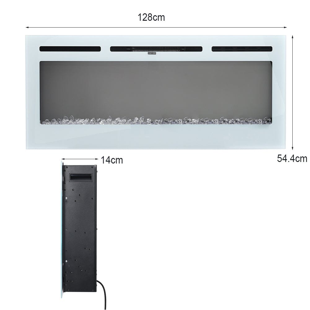 60 Inch Wall Mounted Fireplaces Recessed Fireplace 1800W White 5120BTU Electric Heaters