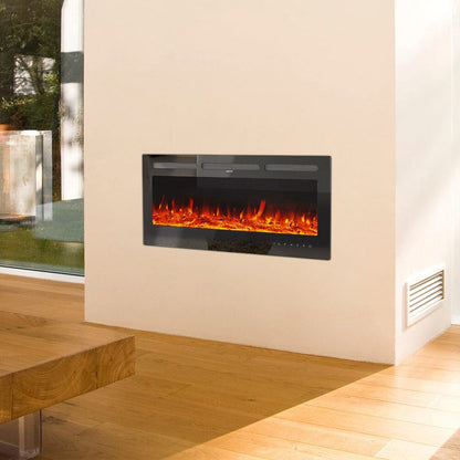 Smallbee Modern LED Wall Mounted/ Recessed Electric Fireplace