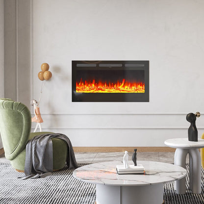 Smallbee Modern LED Wall Mounted/ Recessed Electric Fireplace