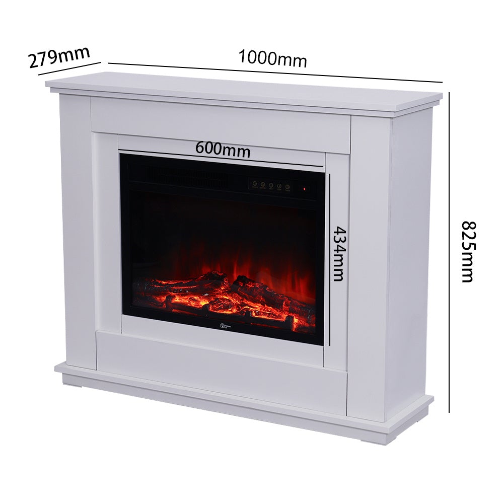 39/48 Inch White Electric Fireplace Suite 1800W with Ambient Light 1/7 LED Colours