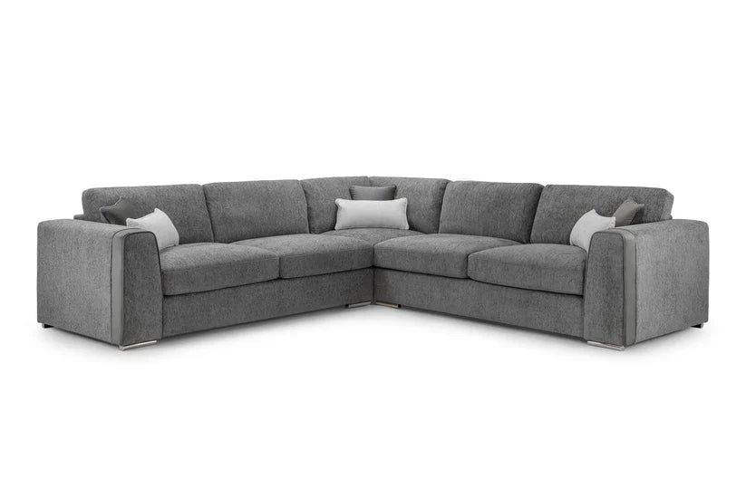 Naples Sofa Grey Fabric Large Corner Sofa