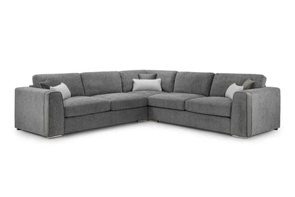 Naples Sofa Grey Fabric Large Corner Sofa
