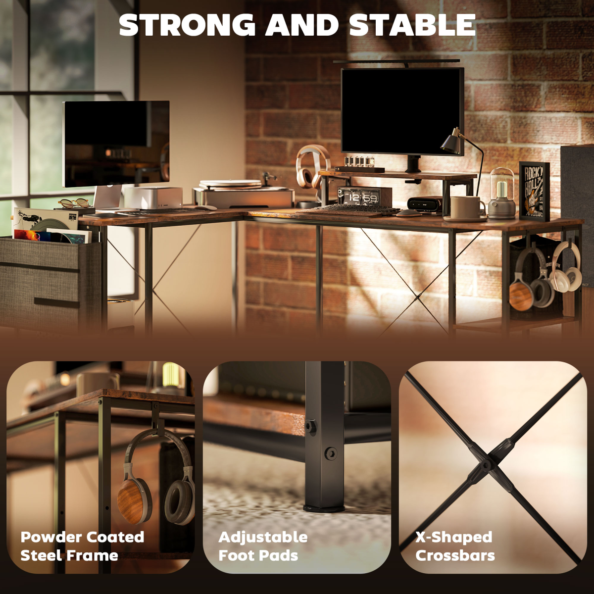 Aurora 168cm Reversible L Shaped Desk, 240cm Two Person Desk