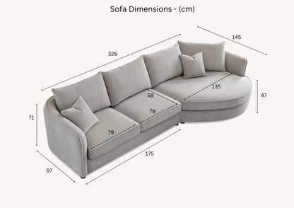 Rubin Corner Chaise In Pebble Taupe Boucle Sofa