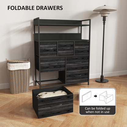 Aurora Bedroom Chest of Drawers 7 Drawer Dresser w/ Shelves