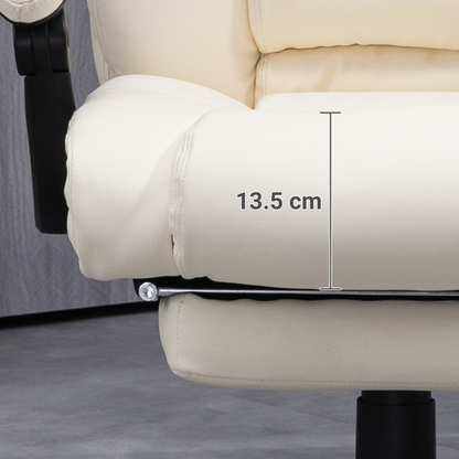 Luna Executive Home Office Chair High Back Recliner, with Foot Rest, Cream