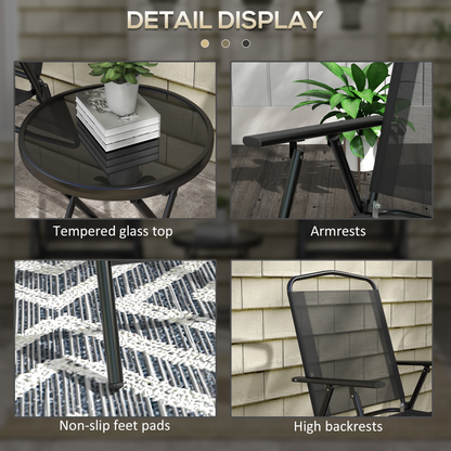 Esterno Bistro Set Folding Chairs & Coffee Table for Balcony