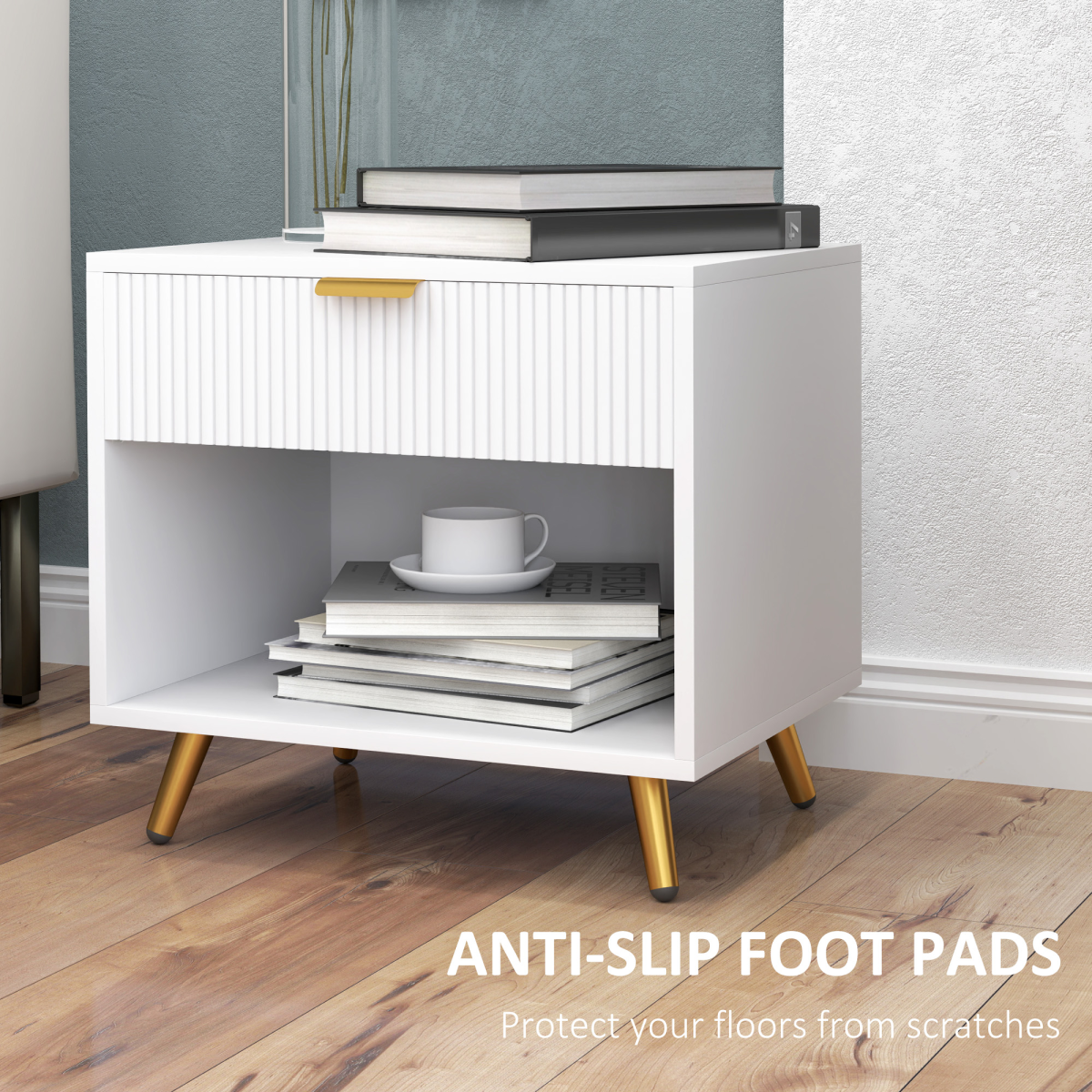 Aurora  Small Table With Drawer, Open Compartment and Handle