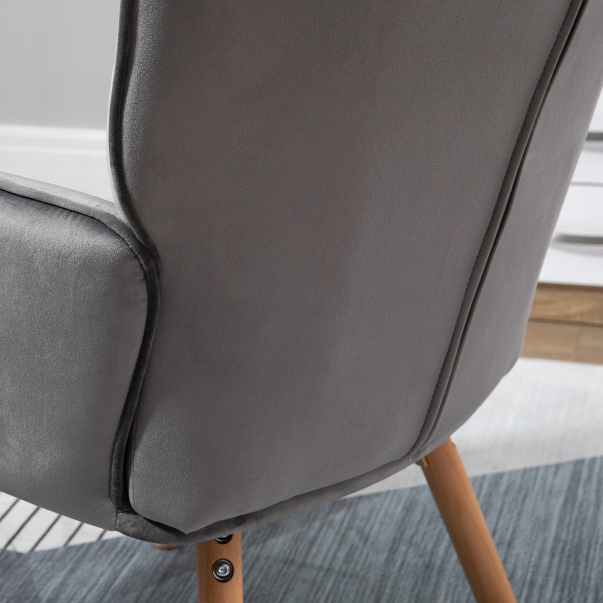 Aurora Modern Accent Chair Velvet-Touch Tufted Wingback Armchair Grey