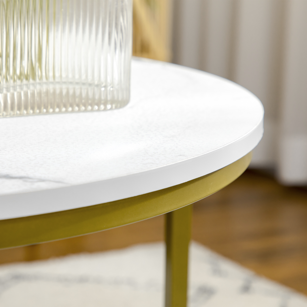 Aurora  Marble Coffee Table Set of 2, Round Nest of Tables for Living Room