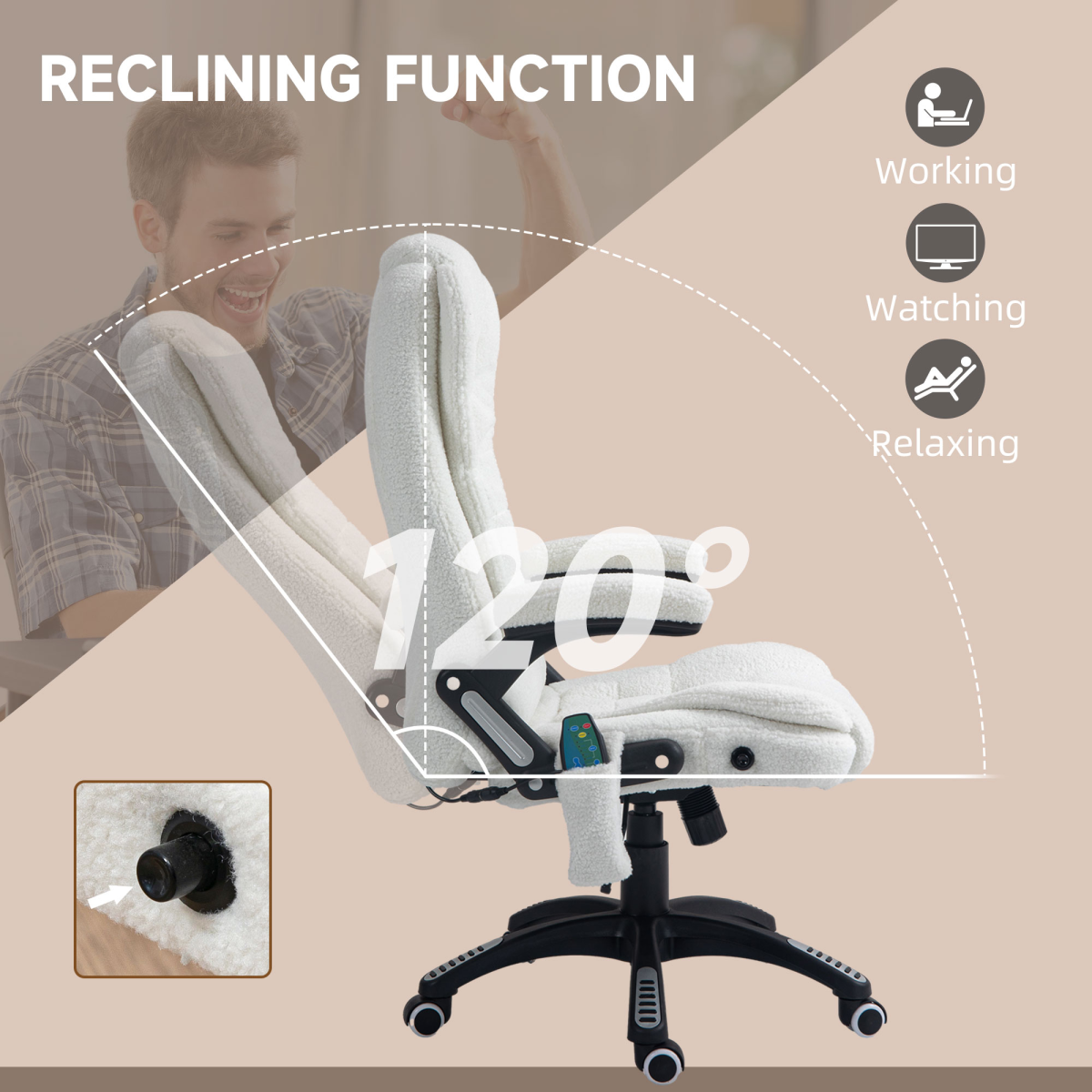Luna Office Chair w/ Heating Massage Points Relaxing Reclining