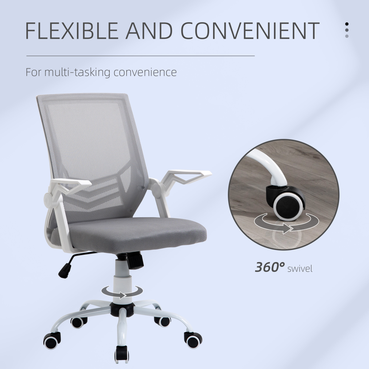 Mesh Swivel Office Chair Task Computer Chair w/ Lumbar Support, Grey  Luna