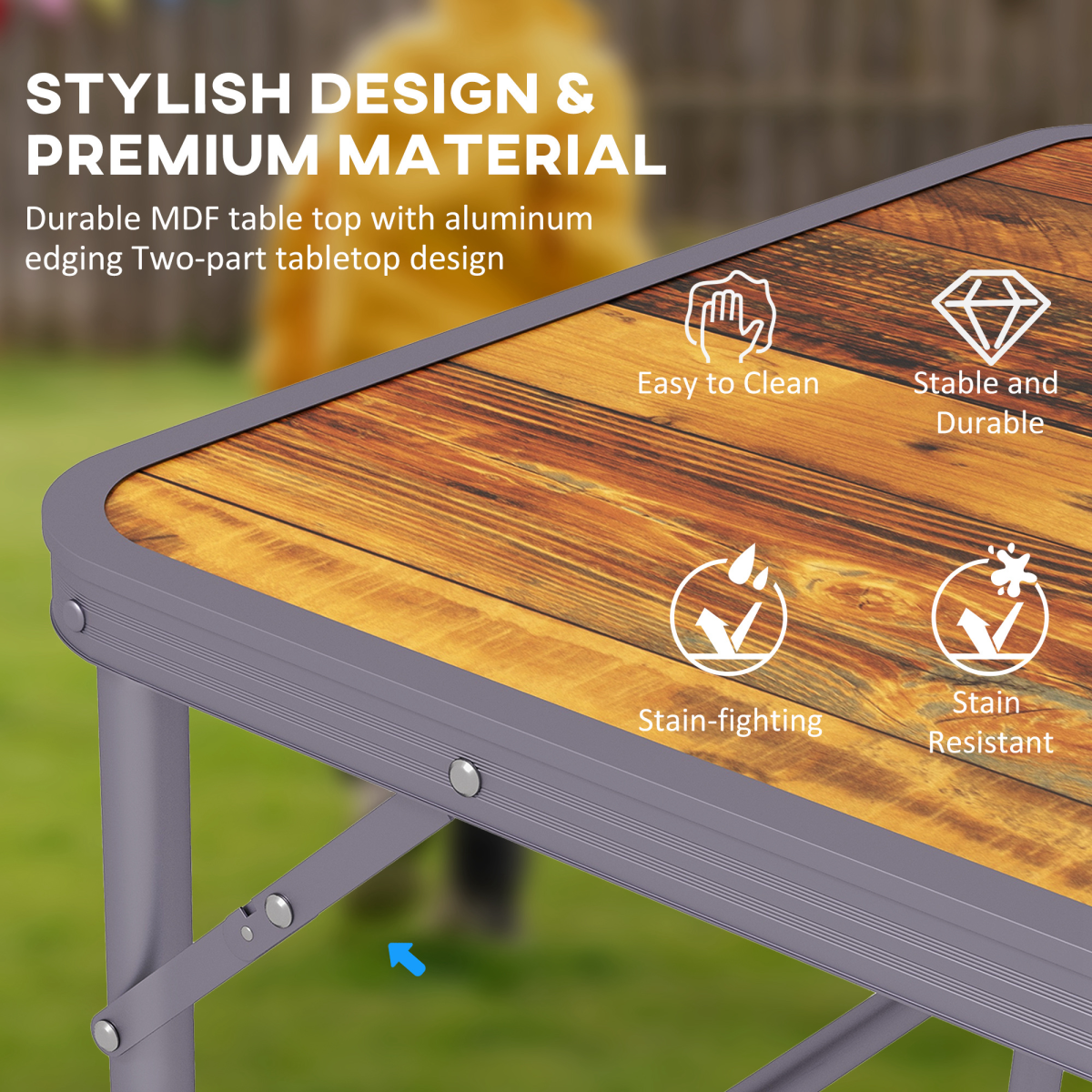 Esterno Portable Folding Picnic Table Outdoor Lightweight BBQ Party Aluminum