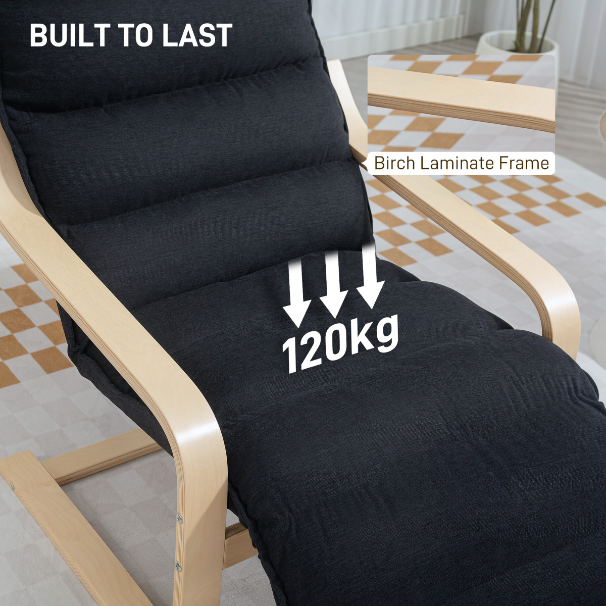 Aurora Birch Wood Lounge Chair for Living Room, Bedroom
