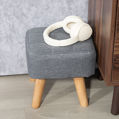 Aurora Modern Footstool, Fabric Foot Rest with Rubber Wood Legs