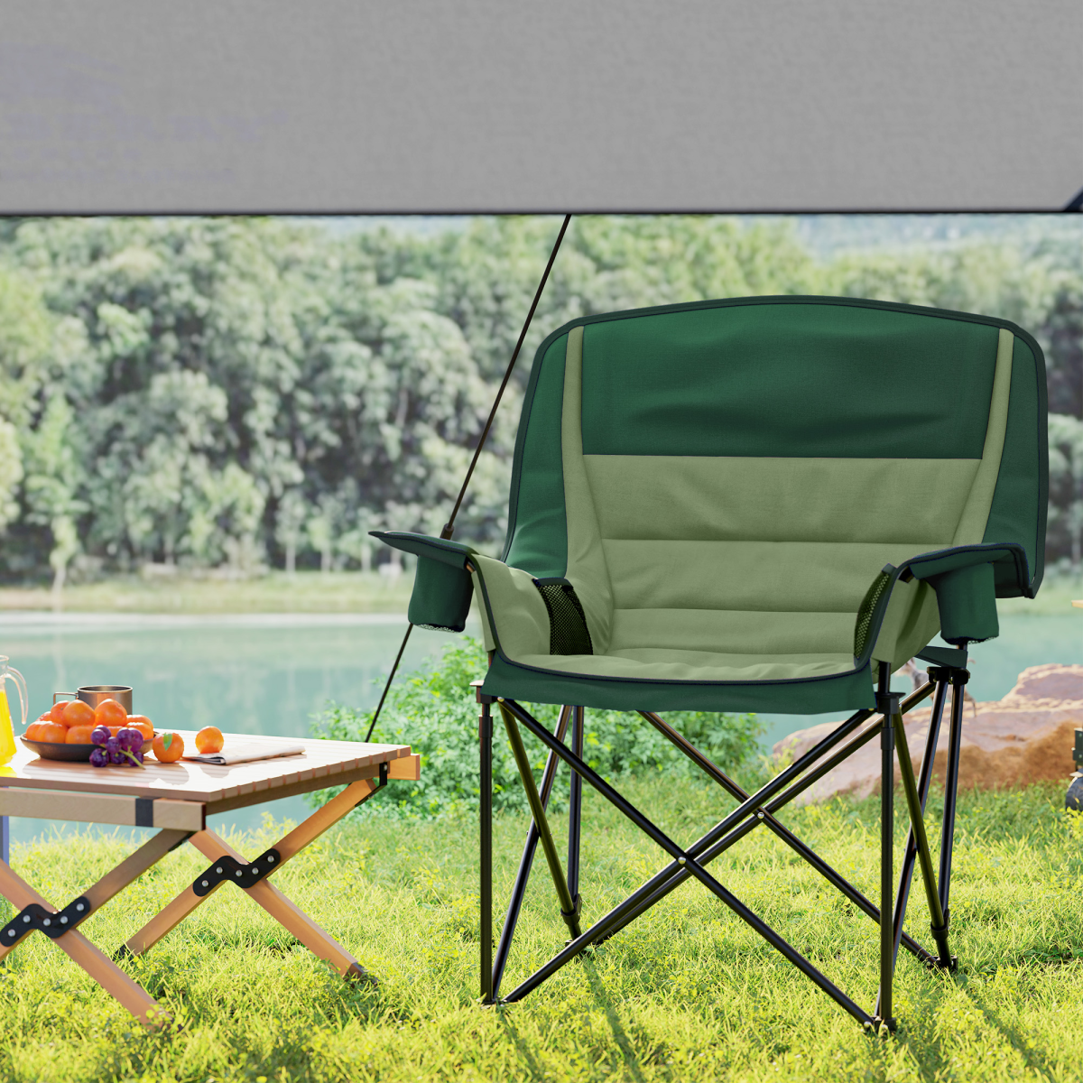 Esterno Camping Chair for Adults, Padded Folding Chair