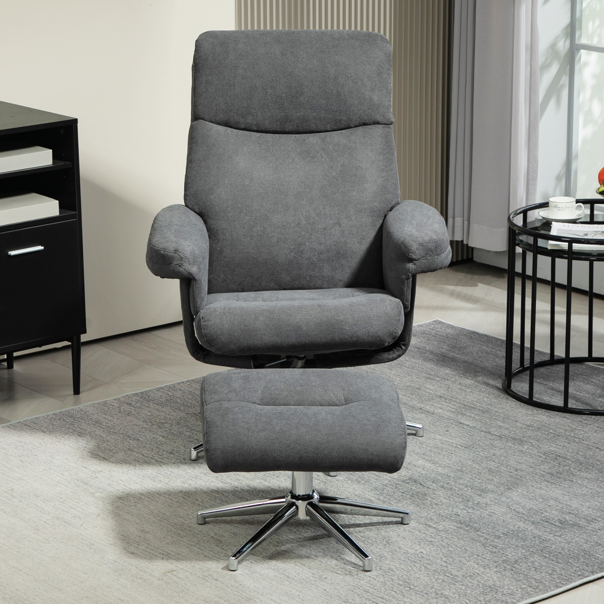 Aurora Recliner Chair with Footstool with Adjustable Back