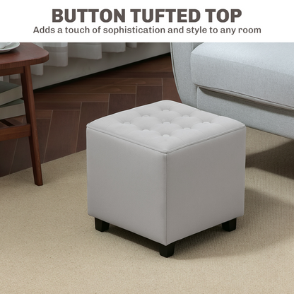 Aurora Square Footstool Small Ottoman with Wood Legs for Bedroom