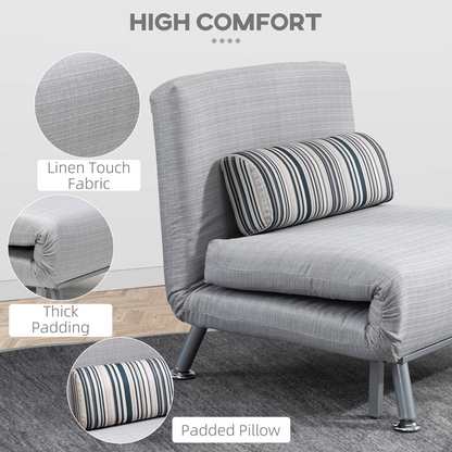Aurora Single Folding 5 Position Convertible Sleeper Chair Bed