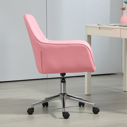 Luna Home Office Chair Leather-Feel Fabric Swivel Chair with Armrests Pink