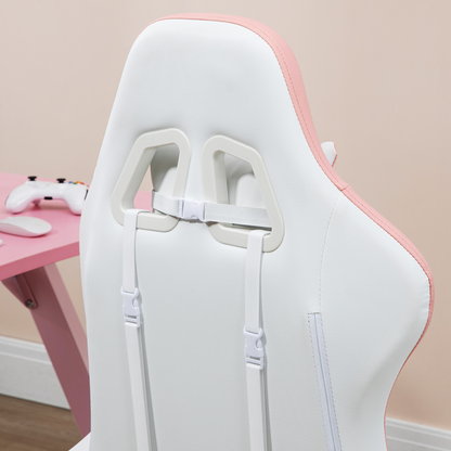 Luna Racing Style Gaming Chair with Reclining Function Footrest, Pink