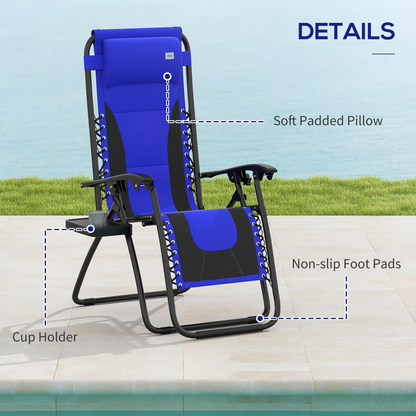 Esterno Zero Gravity Lounger Folding Recliner Chair w/ Cup Holder