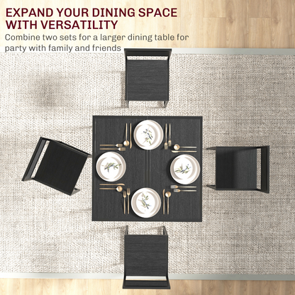 Aurora 3 Piece Dining Table Set with Metal Frame, Black