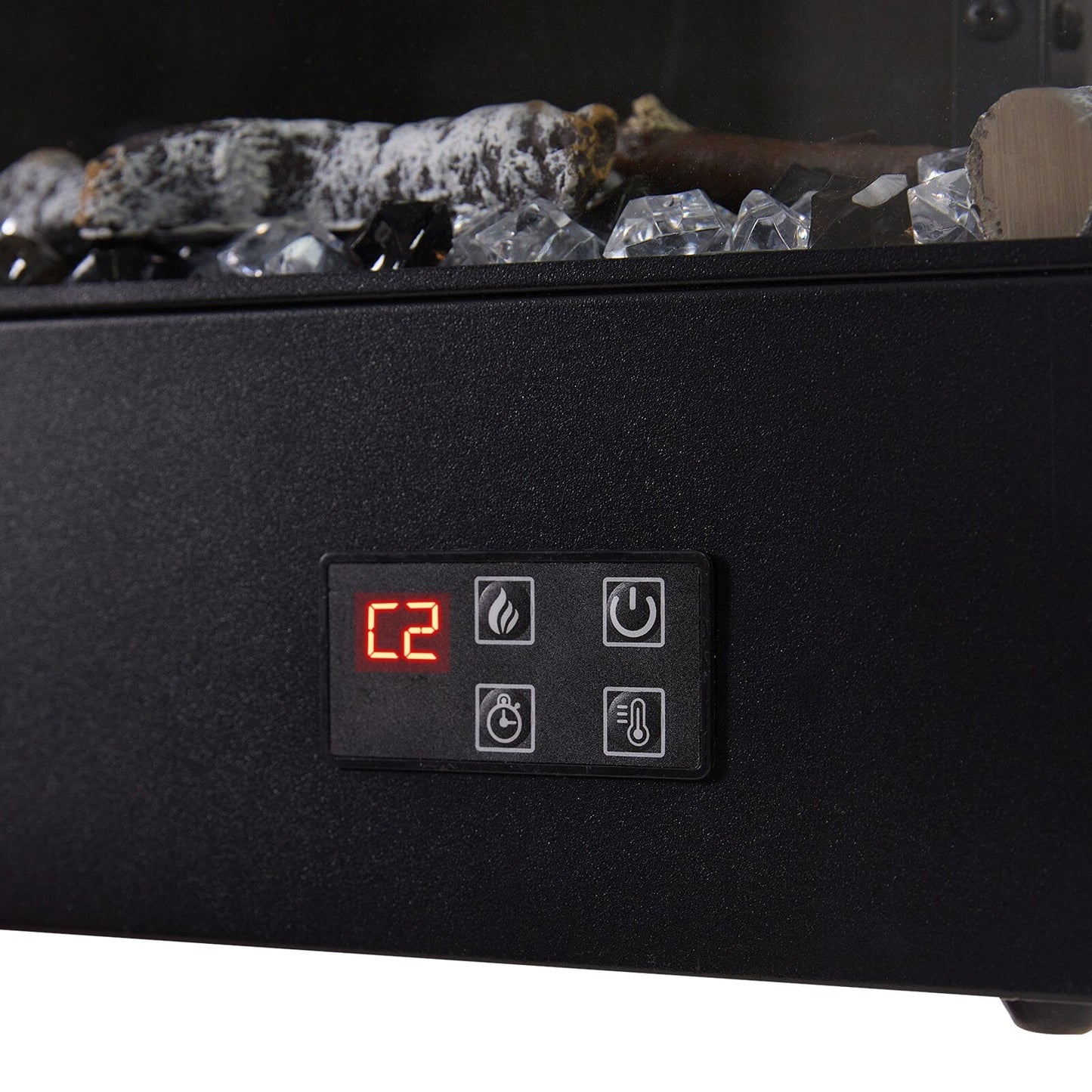 46/60inch L-Shaped Electric Fireplace – WiFi Control, LED Display, Resin Logs & Crystal Stones with Heating