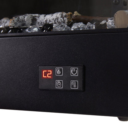 46/60inch L-Shaped Electric Fireplace – WiFi Control, LED Display, Resin Logs & Crystal Stones with Heating