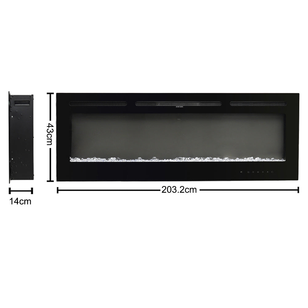 70/80/100 Inch Inset Electric Fireplace Built-In Heater with 9 Flame Colour